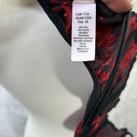Vintage Intimate attitude Red Satin Bra 38C Barcade Vamp 80s Lingerie Gothic vtg - Picture 14 of 14
